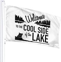 Drapeau en polyester Welcome Lake 3x5 pieds, couleurs vives et vibrantes, bannière avec fermeture éclair, impression recto simple, pour intérieur/extérieur