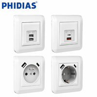 Prises murales de haute qualité 220V Europe PC 10A/16A avec USB et Type-C 20W à charge rapide pour la maison et les hôtels, 250V Max, double pôle