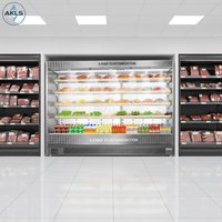 Système de refroidissement grande capacité sur mesure pour supermarché, refroidisseur ouvert multi-étagères, 1,2m-4m, vente en gros directe usine