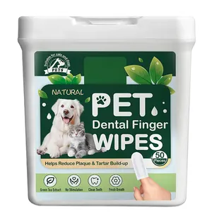 Natural Plant Based Dogs And Cats Teeth Cleaning Pet Dental Care Finger Wet Wipes