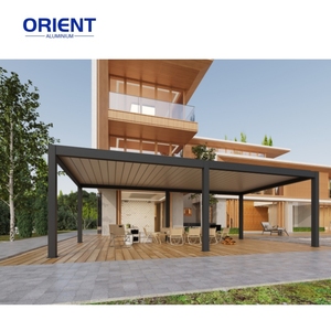 Pergola extérieure en aluminium 4.2X4.5 <span class=keywords><strong>4x3</strong></span> Pergola manuelle en aluminium avec panneaux solaires Pergola en aluminium avec toit pliable étanche - Product Image 3