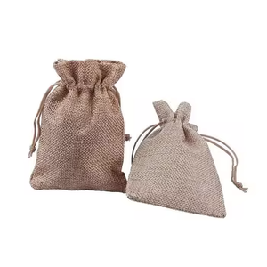 Burlap Drawstring Jewelry Pouches <b>Sacks</b> Linen <b>Jute</b> Storage and Gift Bags with Drawstring for Wedding Parties Shopping Bags - Product Image 2