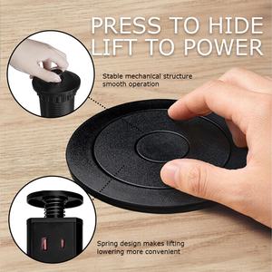 Enchufes Europeos + Puertos de Carga USB (A+C) PD20W, Enchufes Emergentes Ocultos para Cocina/Escritorio, Color Negro/Plateado - Product Image 3