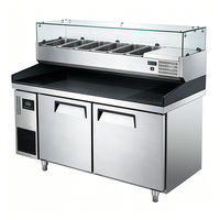Table Réfrigérée à Pizza en Acier Inoxydable avec Porte Vitrée, Réfrigérateur Commercial, Réfrigérateur Portable à 2 Portes pour Salades et Aliments
