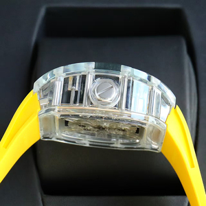 Reloj de Pulsera Mecánico Estilo Zafiro Transparente, Correa de Caucho Fluorescente Amarillo, Luminoso en la Noche, Esqueleto, Resistente al Agua - Product Image 5