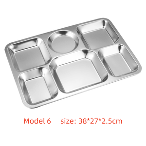Assiette à dîner compartimentée en acier inoxydable résistant à la corrosion cinq compartiments pour un rangement pratique dans la cuisine - Product Image 6