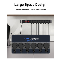 Unidad de Distribución de Energía (PDU) Industrial de 1U y 8 Tomas de Corriente Estadounidenses, de Aleación de Aluminio de 19 Pulgadas, con Enchufe Americano de 125V, para Rack, 2M, 15A, para Gabinete