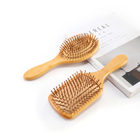 Brosse à cheveux en bambou avec poils en nylon pour démêler les cheveux en bois naturel