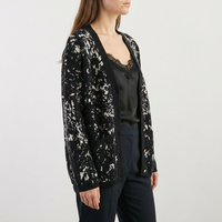 Cardigan en cachemire pour femme, style designer, col en V, imprimé éclaboussures, avec poches, tricot haut de gamme