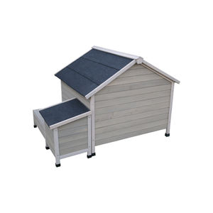 Caseta de madera resistente a la intemperie para perros, casa de madera para exteriores con área de alimentación - Product Image 4