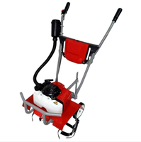 Mini motoculteur manuel UM 48F rouge et gris avec emballage en mousse – Machine de jardinage