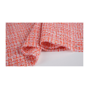 Tela Tweed de Primera Calidad Hecha en Corea, Color Rojo-Naranja, Rosa Dorado Metálico, Textura Elegante, OEM y ODM, Textil Tejido Personalizado - Product Image 5