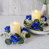 Hochwertiger Künstlicher Blumen-Kerzenhalter-Kranz mit Eukalyptus-Ring für Hochzeits-Tischdekoration, Großer Lagerbestand Verfügbar