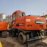 Offre Spéciale : Excavatrice sur pneus d'occasion Doosan DH140w-7/DH150-7 de 14 tonnes, moteur EPA CE, godet de 0,8 m, puissance de 98,4 kW, attache rapide, pour travaux routiers