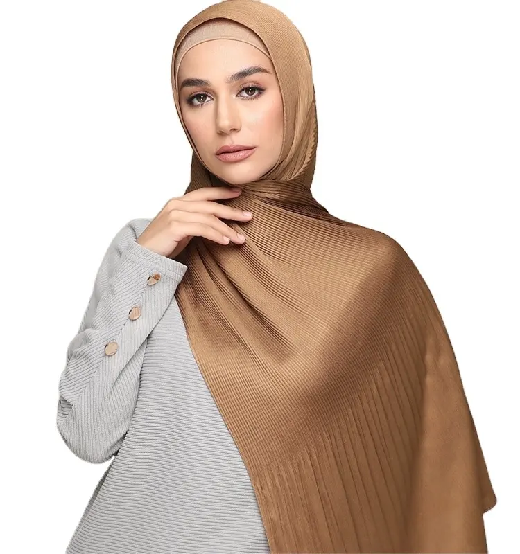 Hijabs medina silk Solider Color Shawls Headband Hijabs ScarvesScarf Pleated Crinkled Satin Wrap 46 COLOR For Choose Women Hijab