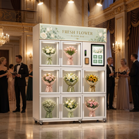 Máquina expendedora de flores al por mayor, kiosco refrigerado automático de 9 rejillas para la venta de flores frescas para operadores en múltiples ubicaciones