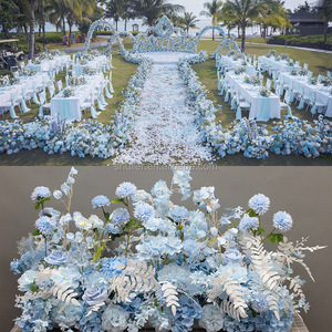 Vente en gros rangée de fleurs <span class=keywords><strong>orange</strong></span> brûlées décoration de mariage ventilateur plante artificielle fleurs artificielles chemins pour mariage - Product Image 5