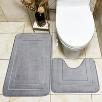 Tapis de salle de bain en polaire corail, imprimé motif grec, absorbant, antidérapant, en forme de U, pour toilettes, séchage rapide, lavable, tapis de sol