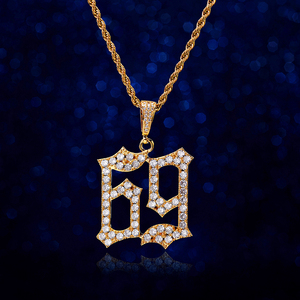 Collier avec pendentif 6ix9ine, rappeurs populaires, serti de pierres en zircon cubique AAA, numéro <span class=keywords><strong>69</strong></span>, bijoux hip-hop unisexe - Product Image 6