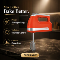 Nouveau batteur à main électrique 5 vitesses avec crochet pétrisseur et fouet à œufs 300W, appareil ménager pour la pâtisserie et l'usage en boulangerie