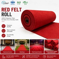 Maßgefertigter 100% Polyester Nadelfilz-Teppichboden in Rollenform, Roter Filzteppich für Heim, Büro und Gewerbe