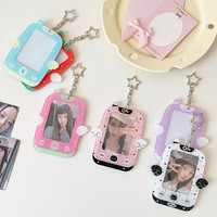 Porte-cartes en acrylique de 3 pouces pour smartphone, motif ange de dessin animé, porte-clés, étui pour badge d'étudiant, pochette pour photocarte K-Pop, protège-cartes de crédit