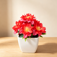 Plante artificielle en pot de style nordique haut de gamme, réaliste, mini lotus en soie, bonsaï fait main, longue durée, doux, pour le Nouvel An