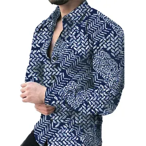 High quality silk satin shirt men long sleeves vacation beach casual shirts custom silk all over print hawaiian shirt for men