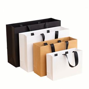 Sacs cadeaux en papier recyclé personnalisés avec poignée en ruban, couleur crème beige luxueuse, avec votre propre logo - Product Image 6