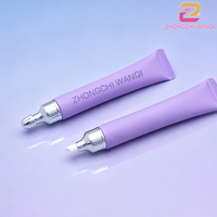 Tube de crème pour les yeux imprimé sur mesure, embout à bille et capuchon électroplaqués argent, tube cosmétique souple en plastique à presser