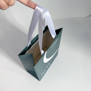 Custom Forest Green Gift Bags with White Logo Satin Handle - Premium Packaging for Cosmetics & Jewelry - Product Image 2