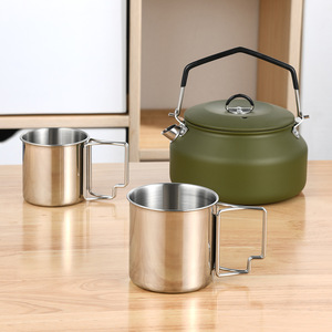 Chaleira Portátil de Aço Inoxidável 304 com Tampa para Caminhadas, Acampamentos e Preparo de Chá, Compatível com Fogão a Cartucho - Product Image 4