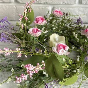 Couronne de bougies artificielle de haute qualité avec fleurs sauvages pour Pâques et la fête des pères, idéale pour la décoration de mariage et de la maison - Product Image 3