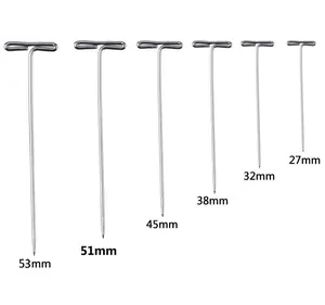 หมุดเหล็ก T 100ชิ้น,พินหัว T สแตนเลสสีเงินสำหรับการปิดกั้นการถักวิกผม T Pins