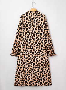 Dear-Lover Abito Midi Elegante Casual con Maniche Lunghe, Stampa Leopardata e Dettaglio Arricciato, Vendita all'Ingrosso - Product Image 3