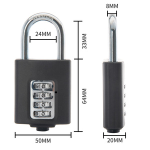 Jinhao 4 <b>Digit</b> Combination <b>Lock</b> Zinc Alloy Resettable Travel Backpack <b>Lock</b> Chrome Finish 8mm Shackle - Product Image 2