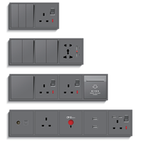Interrupteurs muraux électriques MVAVA à double pôle IP15 CE RoHS 10A, panneau PC ultra-fin, 4 voies, 3 voies, bouton poussoir doré