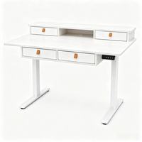 Bureau électrique moderne à hauteur réglable avec tiroirs de rangement, double moteur, capacité de charge 80 kg, pour travail assis-debout, idéal pour ordinateur et bureau