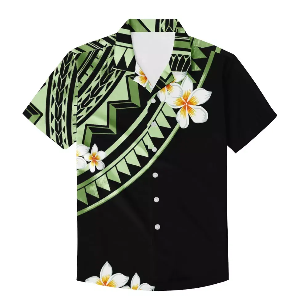1 MOQ Drop Shipping Polynesian Samoan Tribal Design Custom All-match Mens Hawaiian Shirts Aloha Shirt