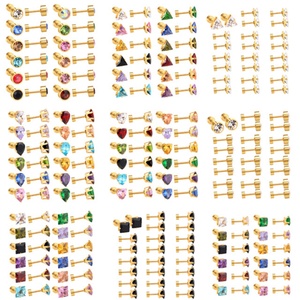 Pendientes de Acero Inoxidable para Niñas, Pequeños Regalos Económicos de Cumpleaños, Pendientes de Piedra para Mujer - Product Image 1