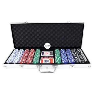 Wholesale 500 Color Dice Poker Chips With Include 2 Poker Cards And 1 Dealer In A Hard Durable Aluminum Case For Gambling Game