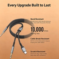 Adaptador de Auriculares Tipo-C a 3.5mm con Conductor de Cobre para Teléfono Móvil, Coche, Tablet, AUX con Cable Desnudo