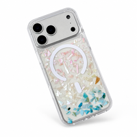 Étui de téléphone en résine époxy de luxe avec coquille naturelle pour iPhone 18 Pro Max, protection intégrale, magnétique, antichoc, coque de protection