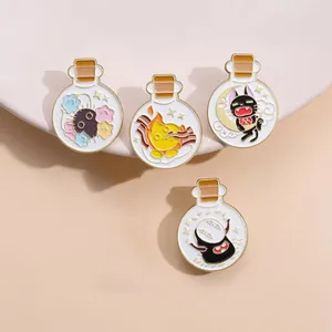 Kartun hadiah perhiasan Anime Jepang lencana bros kerah Pin Berharap botol ajaib kucing Enamel Pin