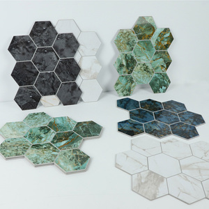 Tự dính màu xanh lá cây bóng đá cẩm thạch khảm vỏ và dính hình lục giác gạch cho nhà bếp backsplash - Product Image 1