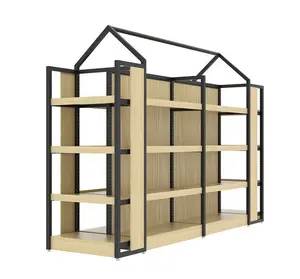 Steel and wood shelves display shelves Factory supply medium-sized supermarket shelf suppliers