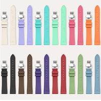 Bracelet de montre en caoutchouc fluoré coloré FKM 14mm 15mm 16mm 17mm 18mm avec boucle papillon pour femmes, bracelet de remplacement pour Longines et Cartier