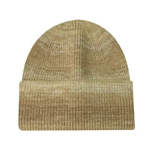 Sewingman 23SM7004 Supplier Custom Striped Double Cuffed Knitted Stocking Hats Winter Beanie