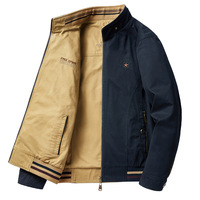 Blouson Bomber Réversible Homme Automne Style Rétro Mature Col Montant Streetwear Coton Ample Décontracté Haut Automne Hiver