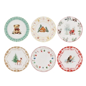 Salvamanteles Redondo de Cerámica Decorado con Esquiadores, Juego de Vajilla Navideña - Product Image 1